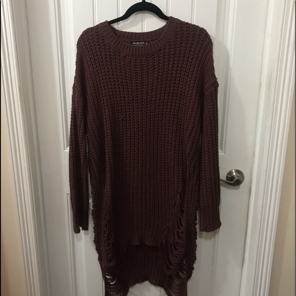 Dark red brownish sweater dress